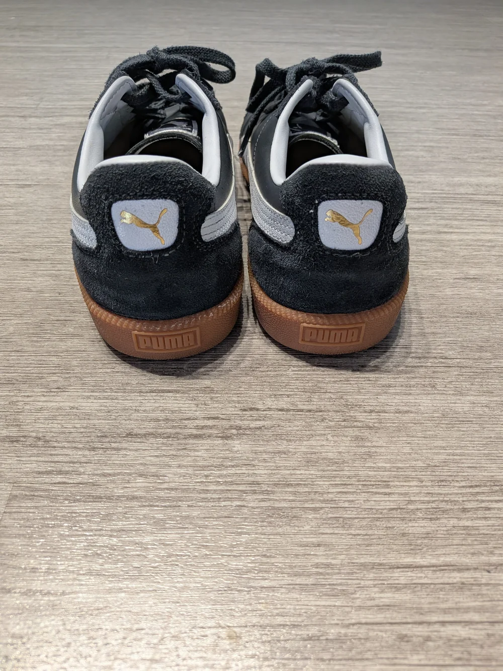 PUMA Gray & White Classic Sneakers with Gum Sole